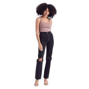 A&F 90s Straight Ultra High Rise‎ Black Straight Jeans Distressed Women's 27